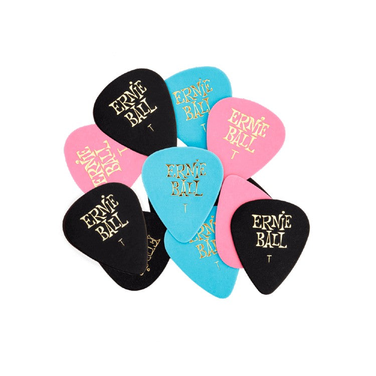 ERNIE BALL THIN ASSORTED COLOR CELLULOSE PICKS, BAG OF 12